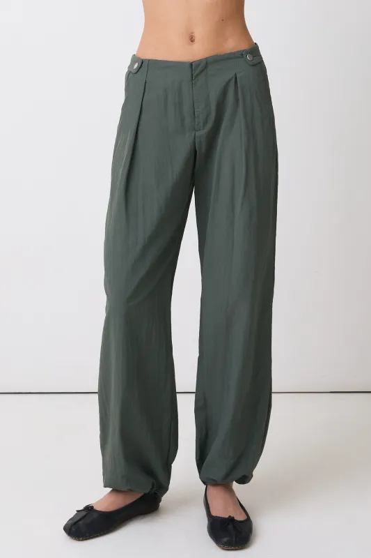 The Lola Drawcord Trousers, Slate Green made by Peachy Den