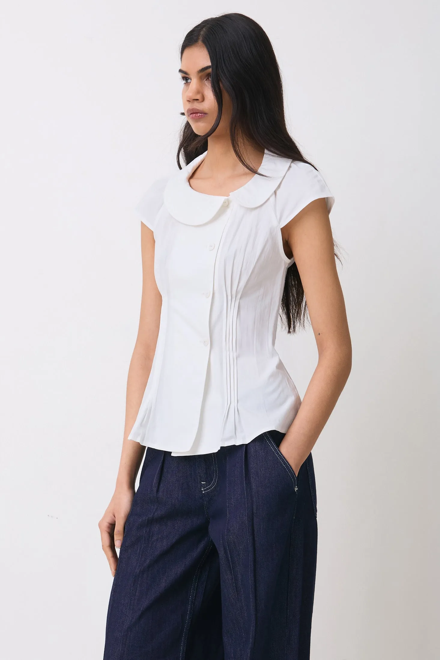 Missy Asymmetric Blouse, Porcelain sold by Peachy Den product image thumbnail 3