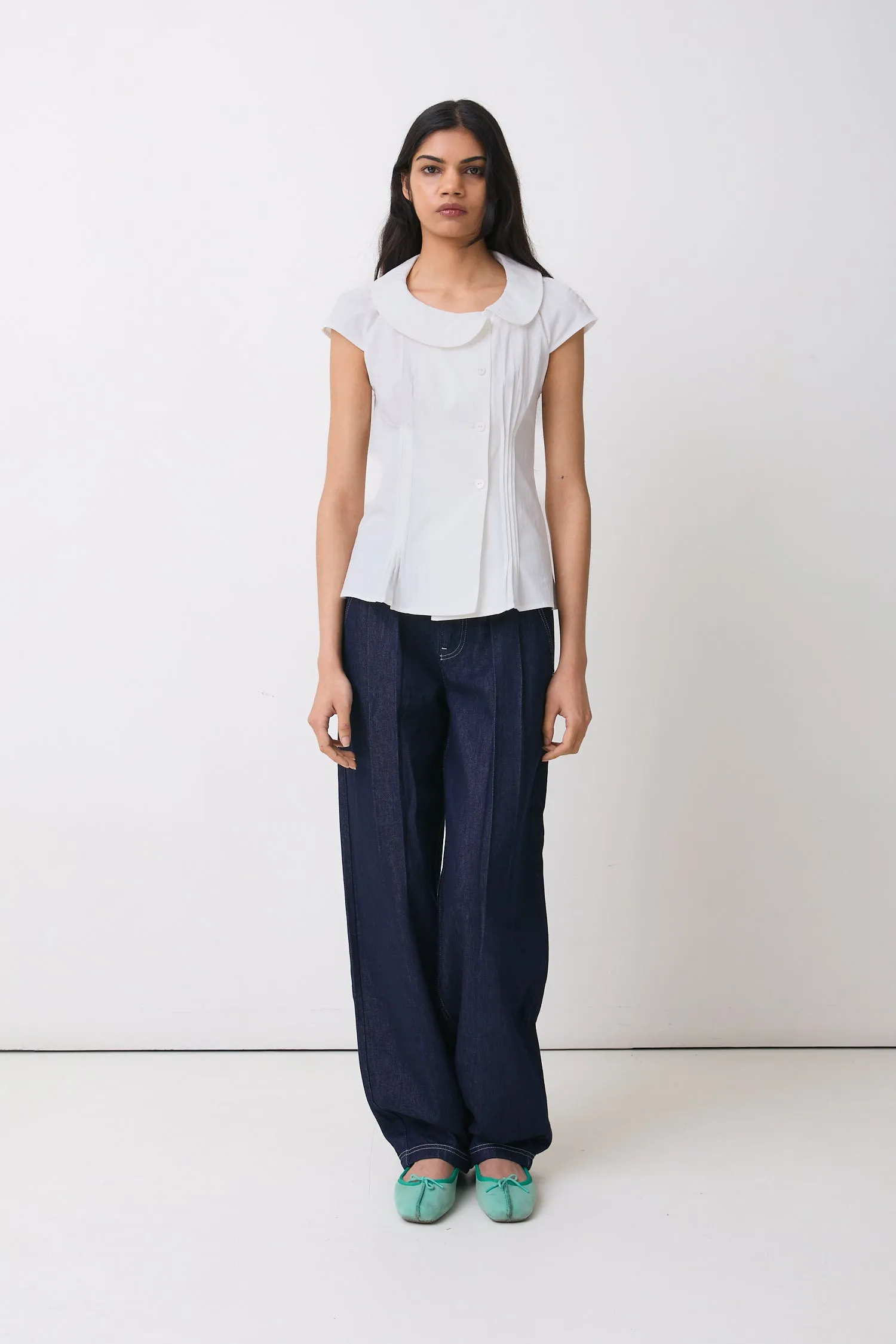Missy Asymmetric Blouse, Porcelain sold by Peachy Den product image thumbnail 2