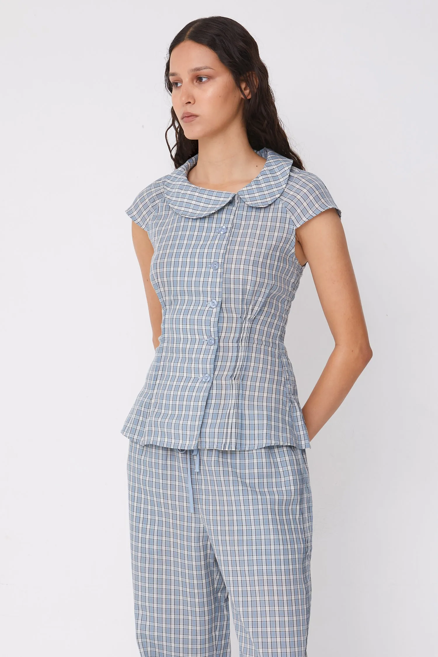 Missy Asymmetric Blouse, Check sold by Peachy Den