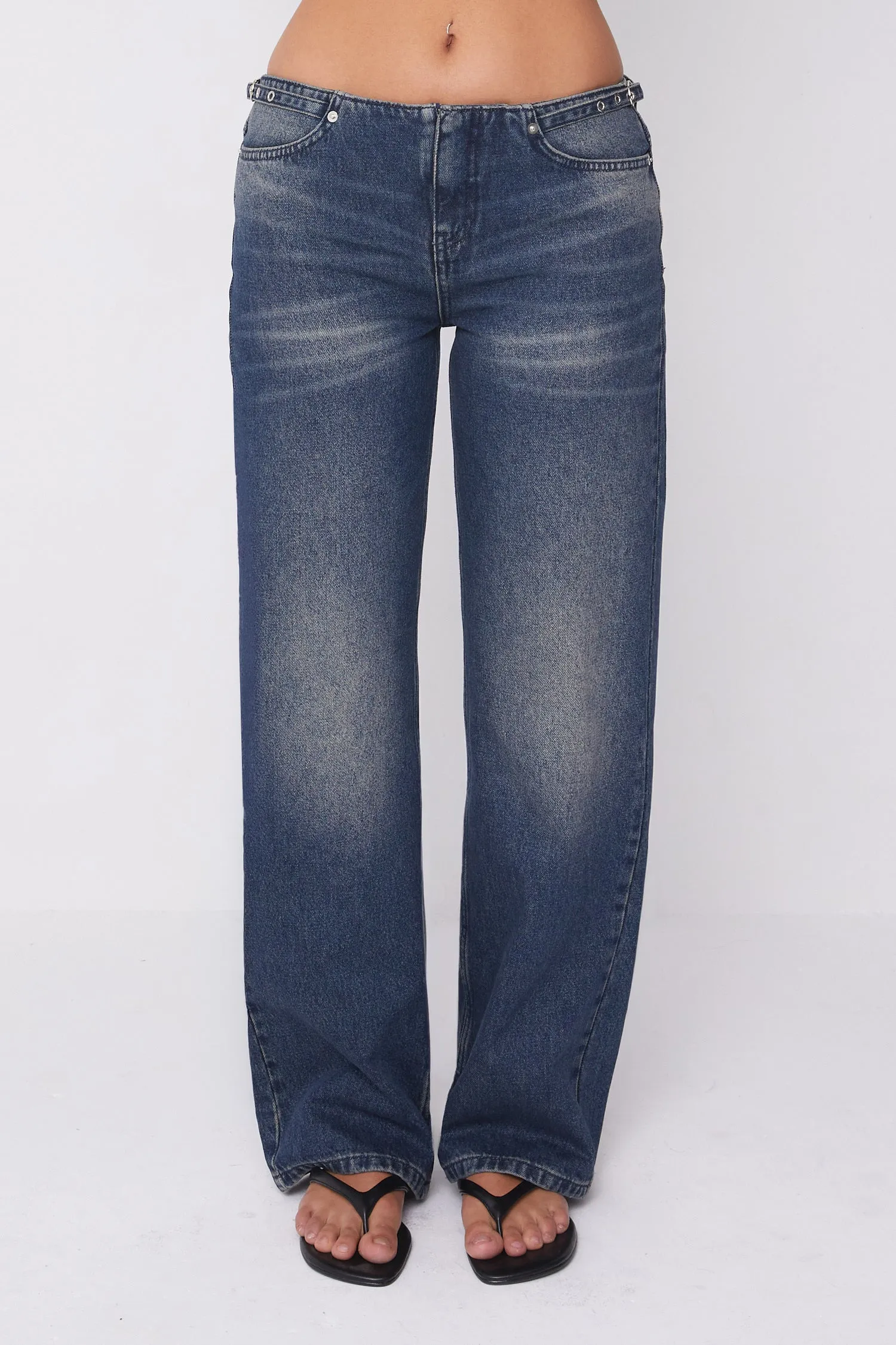 Stevie Low Rise Jeans, Dark Fade sold by Peachy Den