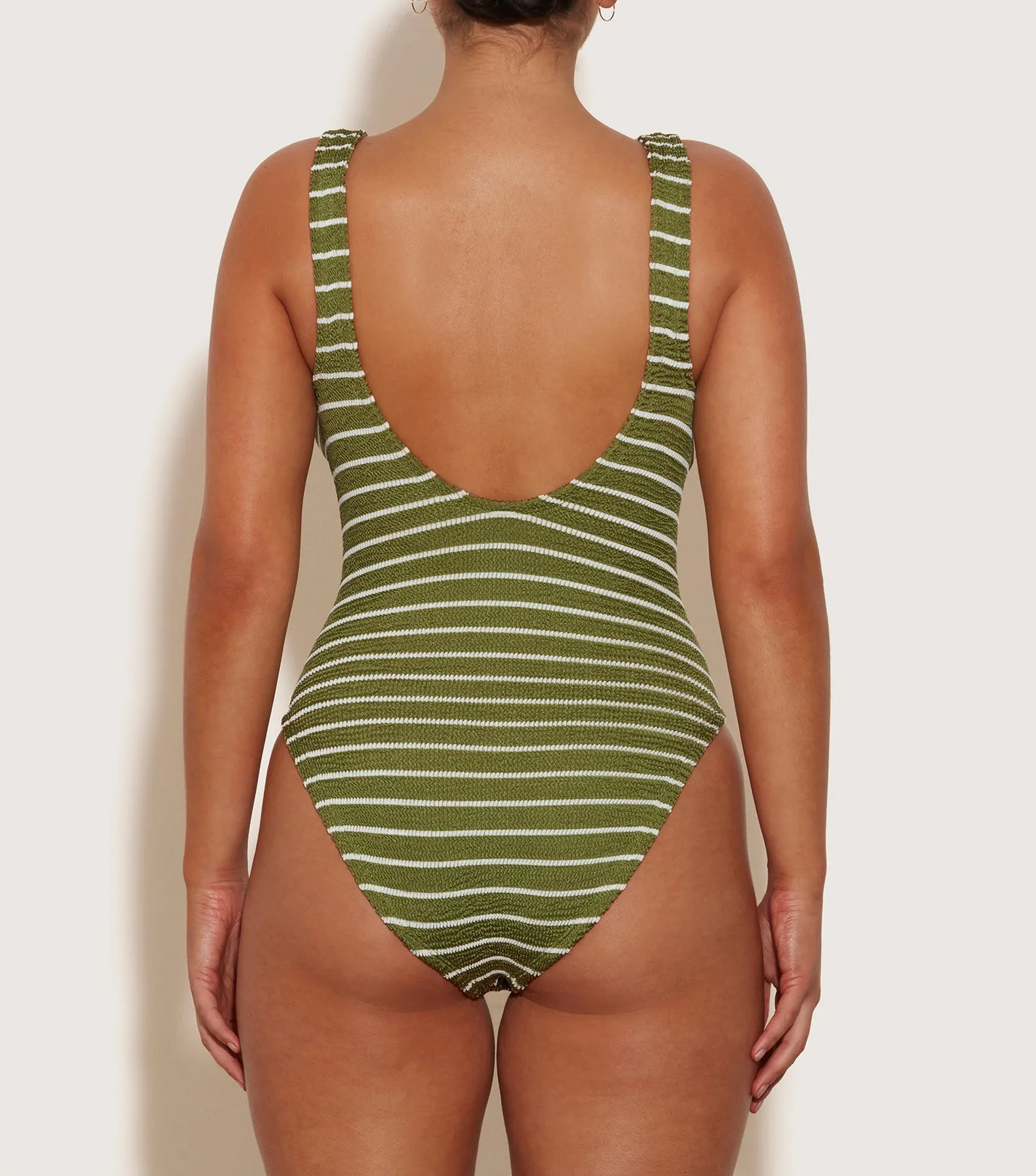 Celine Swim With Tonal Hoops - Metallic Moss/White Stripe sold by Hunza G product image thumbnail 3