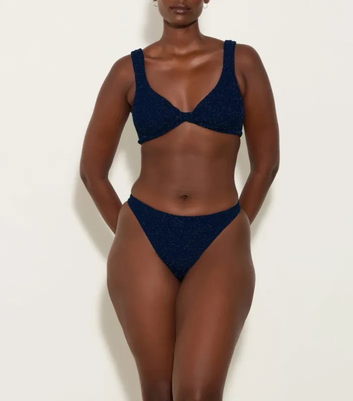 Juno Lurex Bikini - Navy/Silver sold by Hunza G