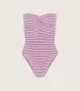 Hunza G x Helena Christensen Brooke Stripe Swim - Lavender/White sold by Hunza G