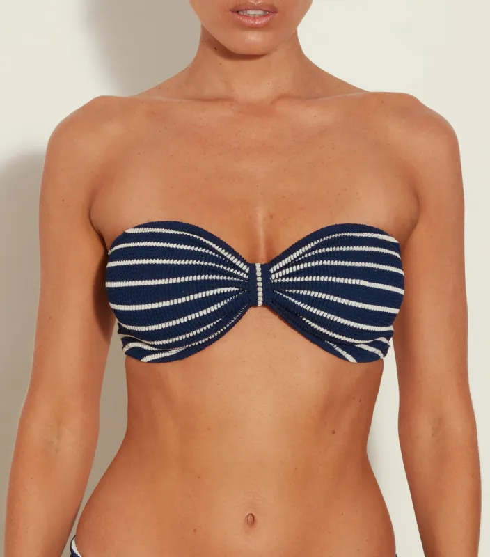 Jean Bikini Top - Navy/White Stripe made by Hunza G
