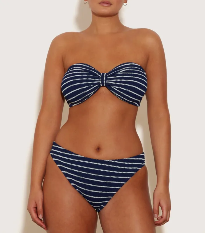 Coverage Jean Bikini - Navy/White Stripe made by Hunza G