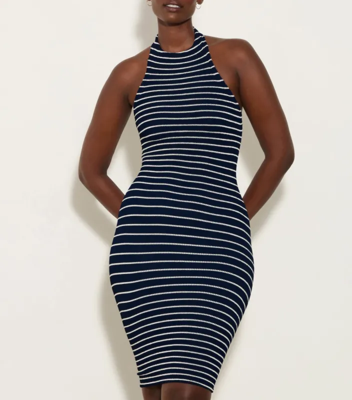 Polly Dress - Navy/White Stripe sold by Hunza G