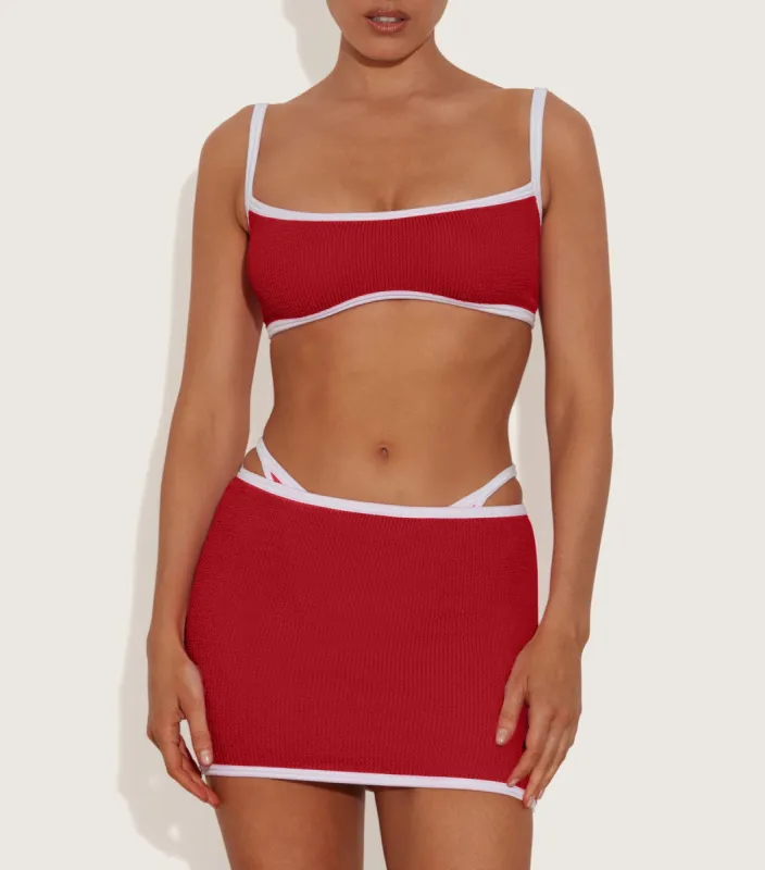 Mini Skirt/Tube Top - Red/White sold by Hunza G