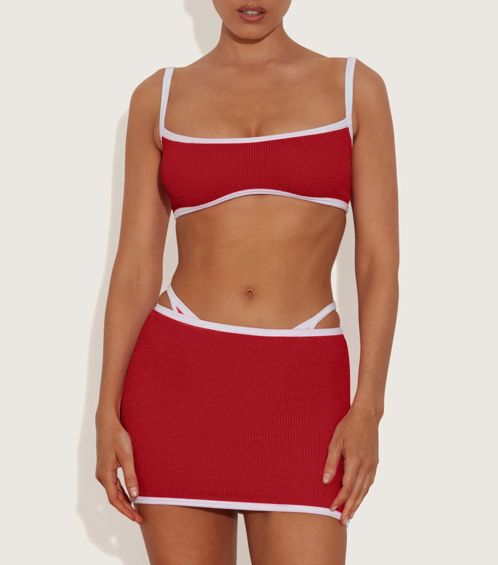 Mini Skirt/Tube Top - Red/White sold by Hunza G