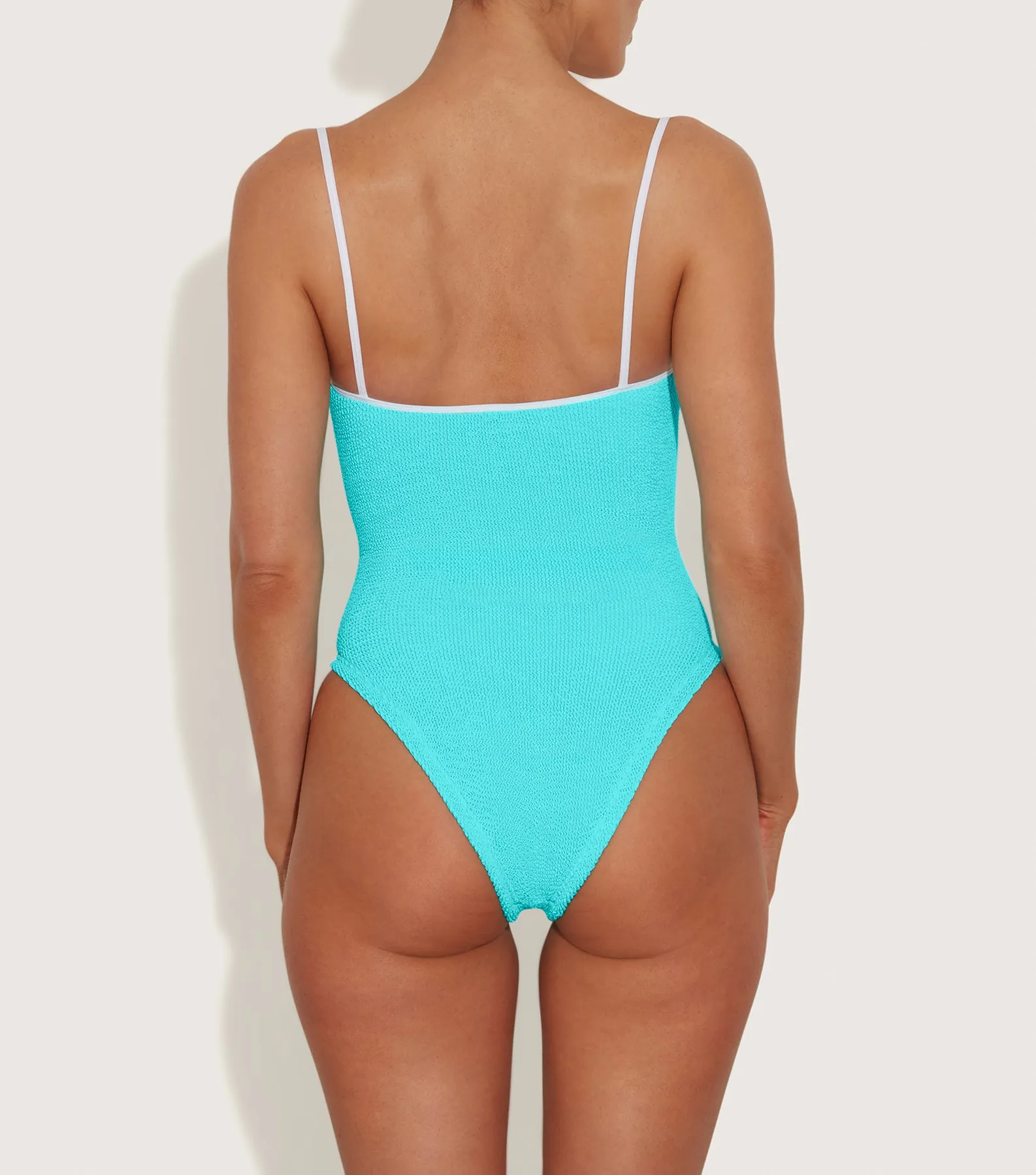 Pamela Swim Contrast - Aqua/White sold by Hunza G product image thumbnail 3