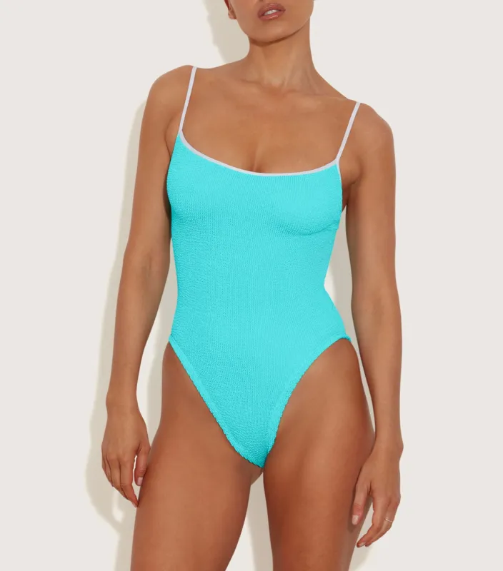 Pamela Swim Contrast - Aqua/White sold by Hunza G