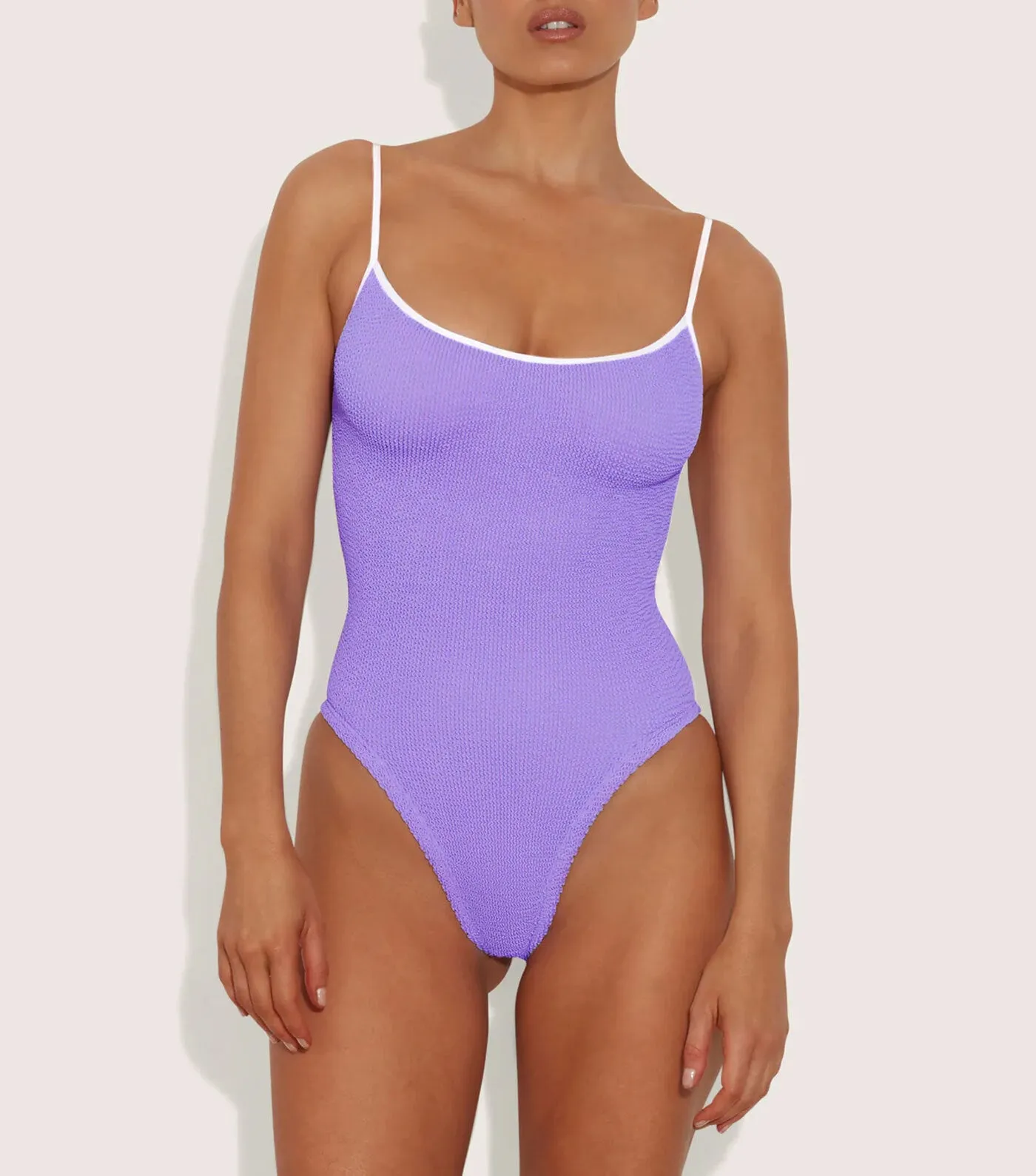 Pamela Swim Contrast - Lilac/White sold by Hunza G