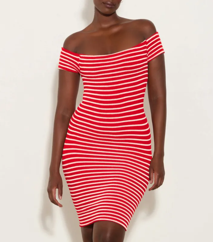 Grace Dress - Red/White Stripe sold by Hunza G