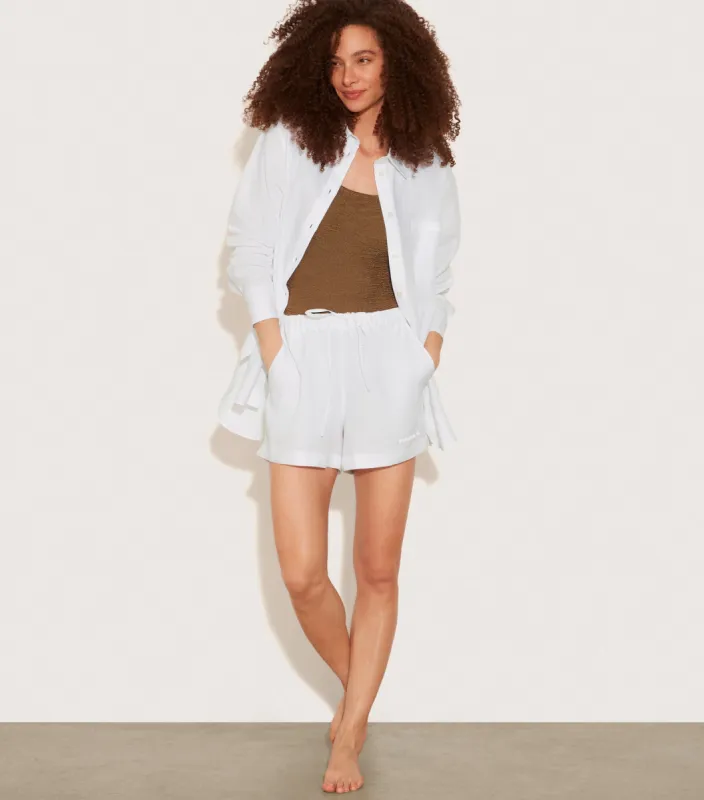 Embroidered Linen Shorts - White made by Hunza G