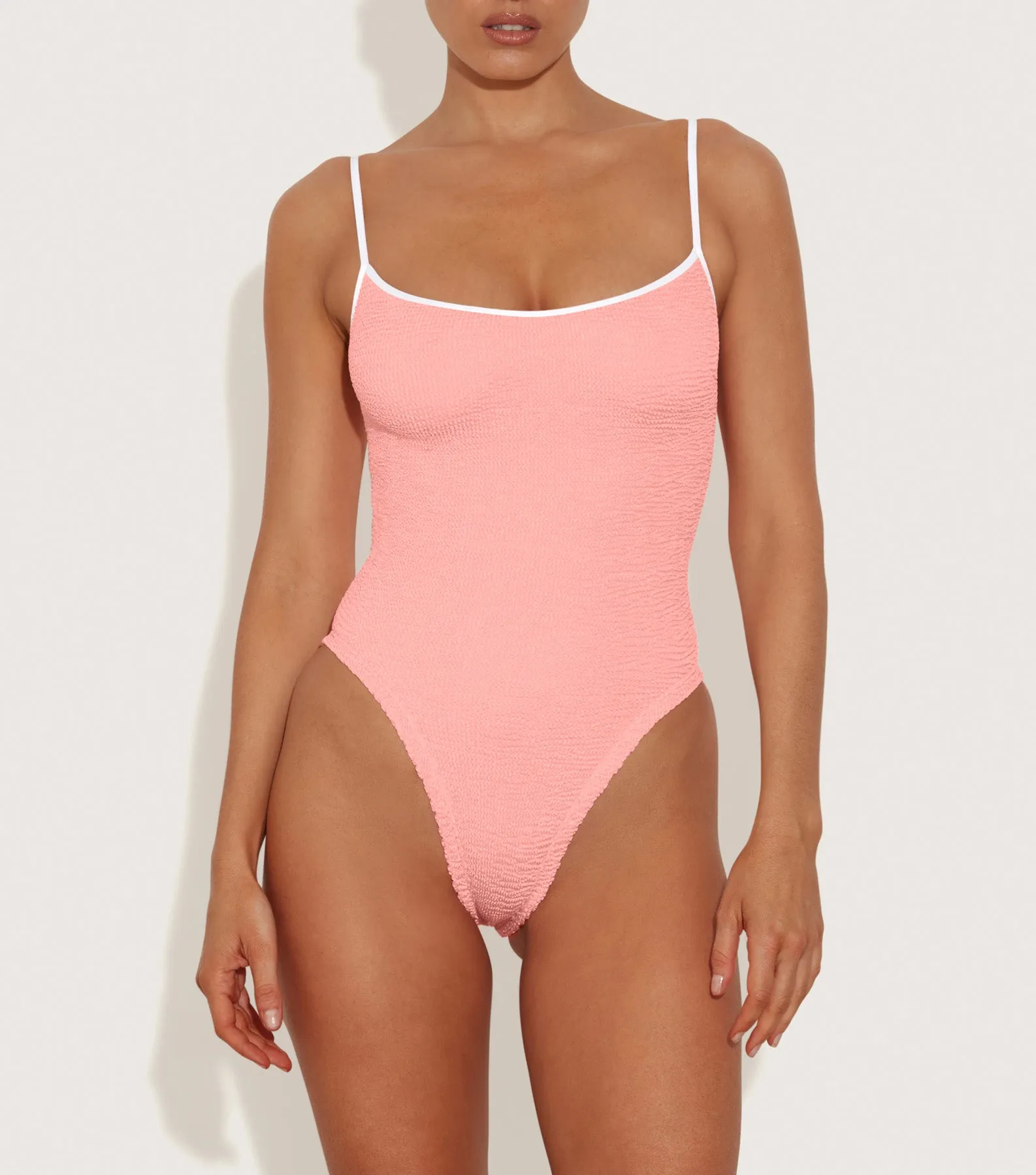 Pamela Swim Contrast - Peach/White sold by Hunza G