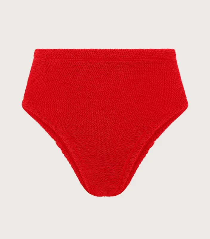 High Waist Bikini Bottom - Red sold by Hunza G