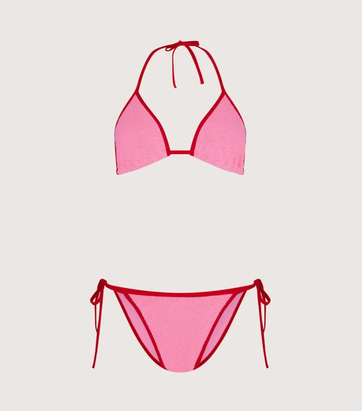 Gina Bikini Contrast - Bubblegum/Red sold by Hunza G