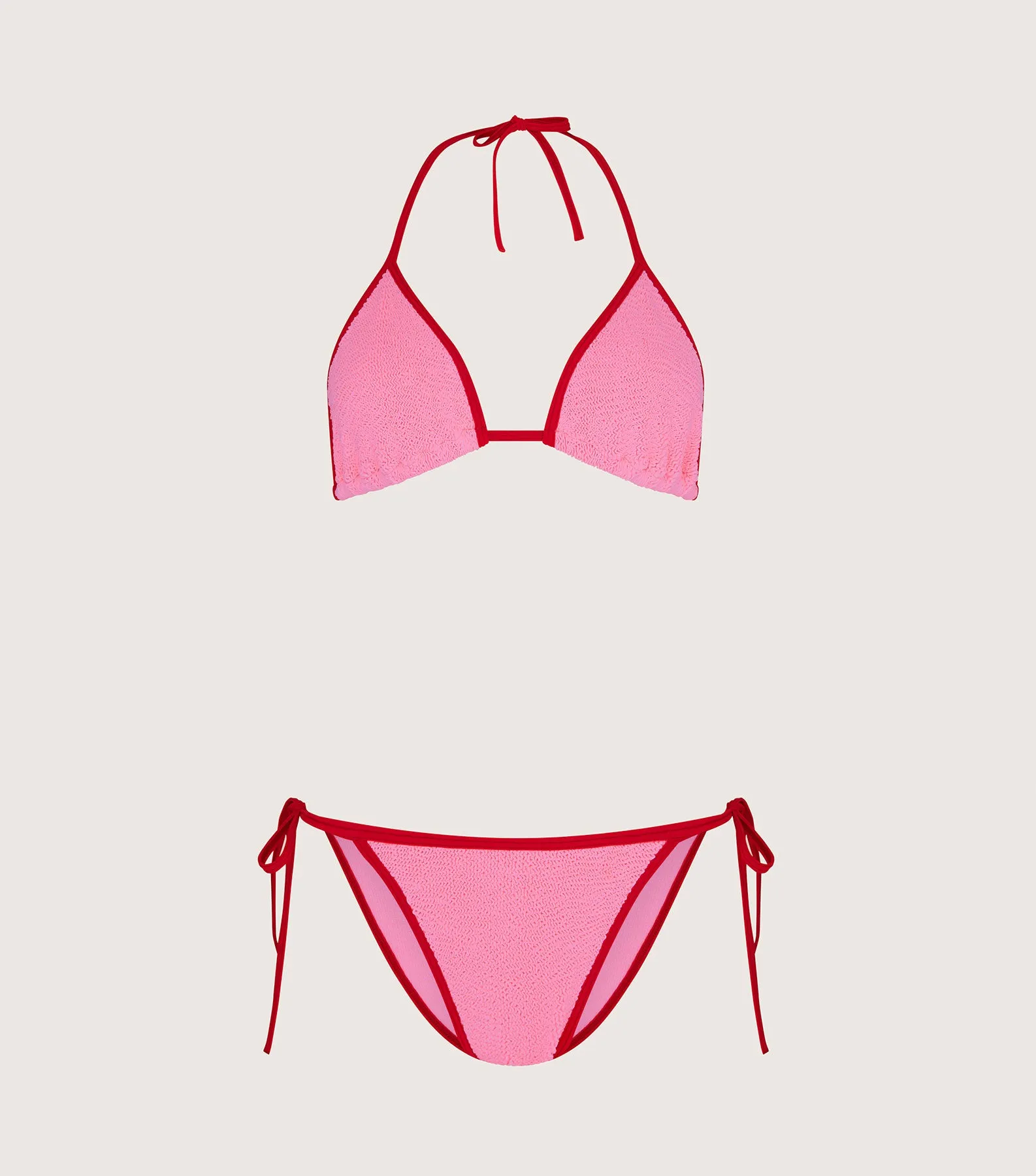 Gina Bikini Contrast - Bubblegum/Red sold by Hunza G