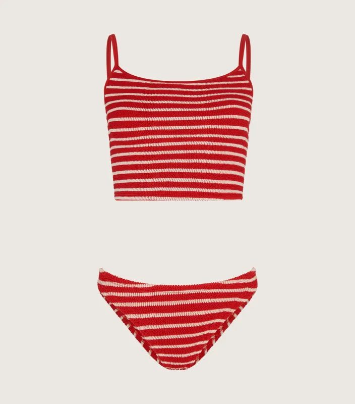 Strap Bikini - Red/White Stripe made by Hunza G