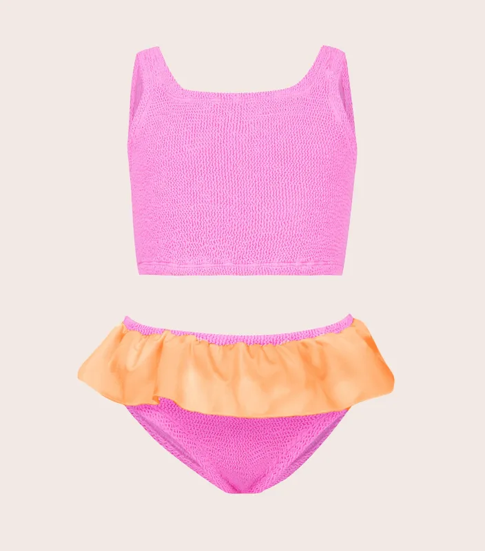 Kids Duo Olive Bikini (Ages 3 to 6) - Bubblegum/Orange sold by Hunza G
