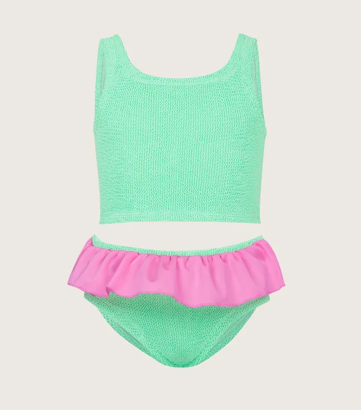 Kids Duo Olive Bikini - Lime/Bubblegum sold by Hunza G