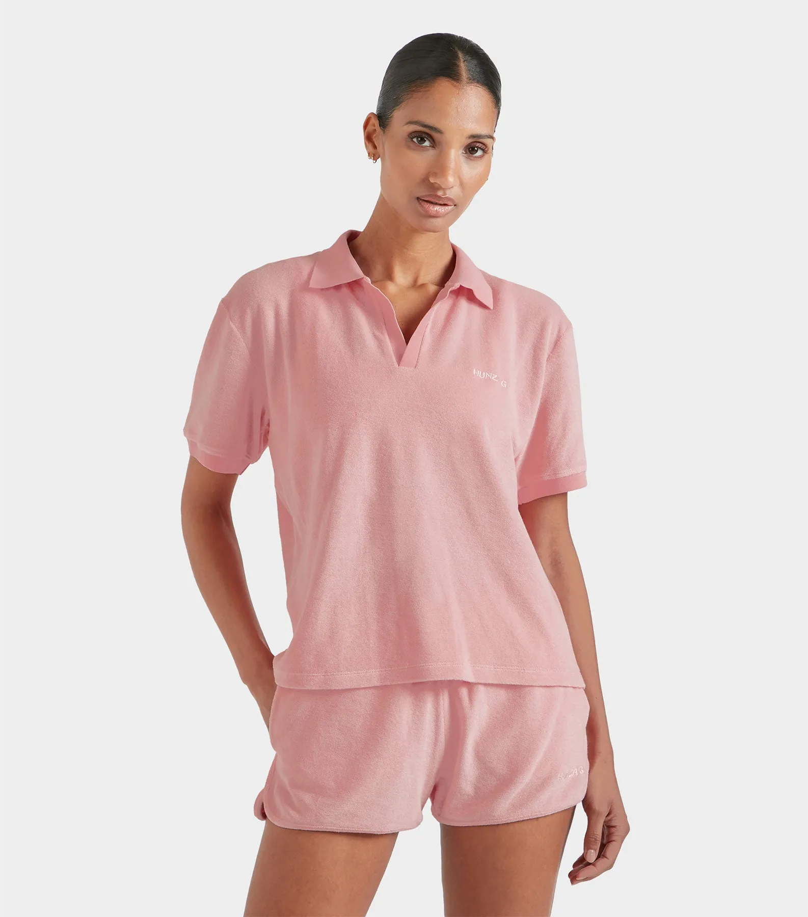 Terry Towelling Polo - Pink sold by Hunza G product image thumbnail 2