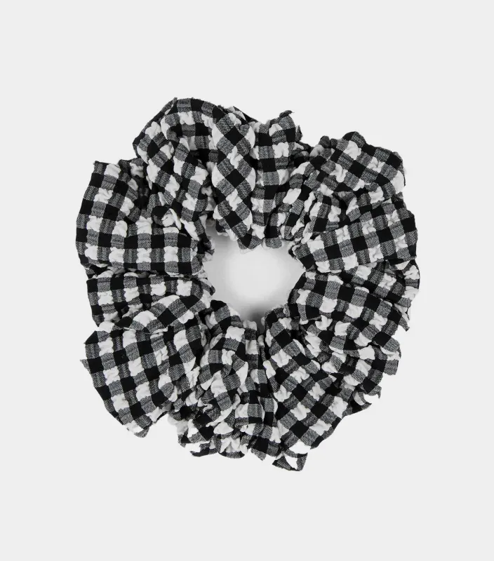 Gingham Seersucker Scrunchie - Black Gingham made by Hunza G