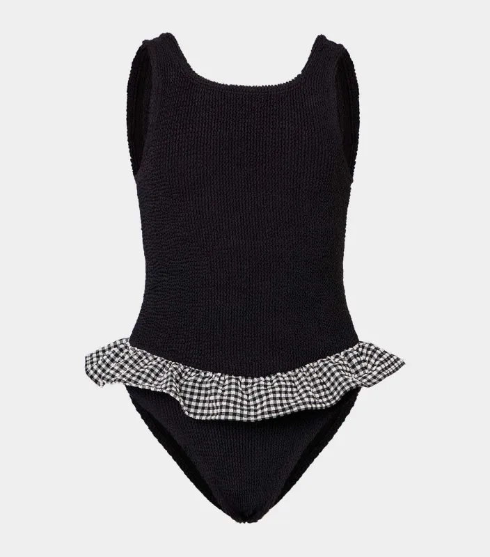 Kids Duo Denise Swim (Ages 7 to 12) - Black Gingham sold by Hunza G