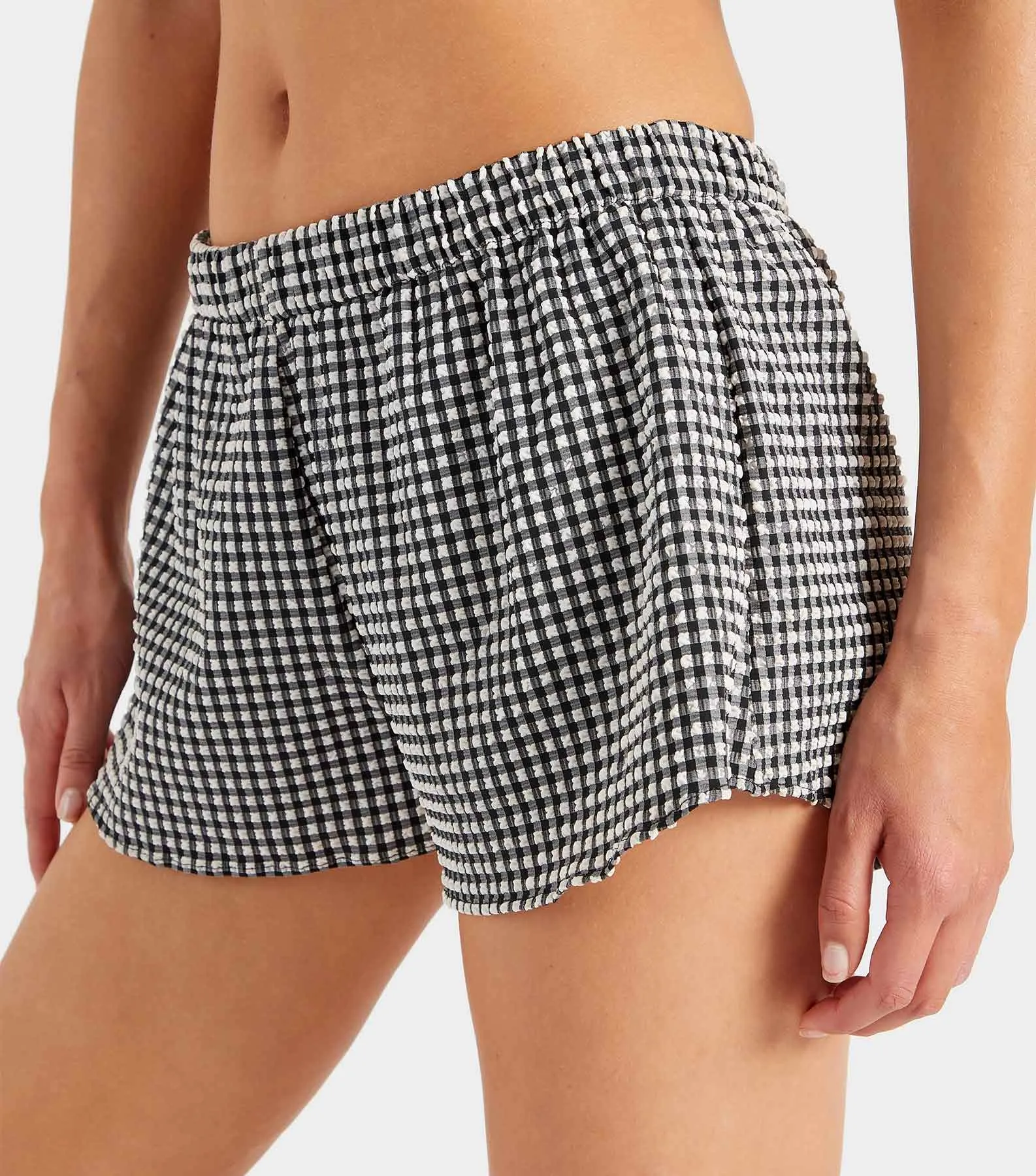 Resort Swim Shorts - Black Gingham Seersucker sold by Hunza G product image thumbnail 4