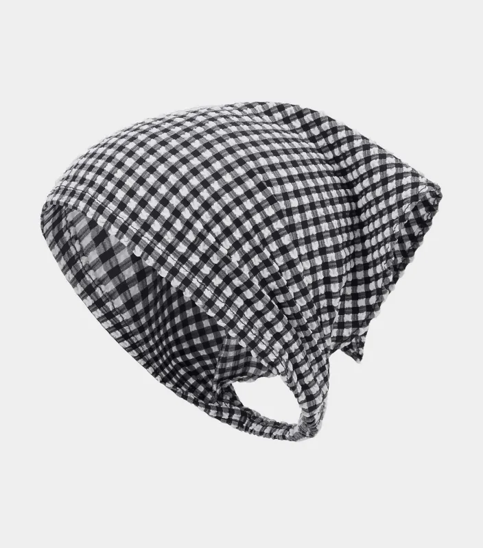 Sofia Gingham Headscarf - Black Gingham sold by Hunza G