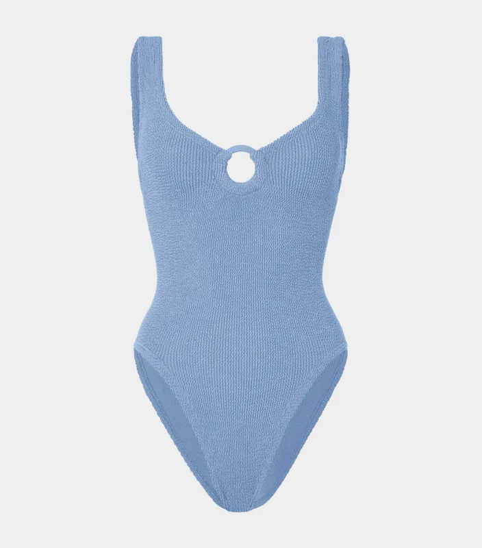Celine Swim With Tonal Hoops - Cornflower sold by Hunza G