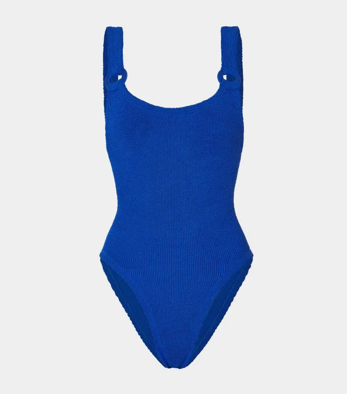 Domino Swim With Tonal Hoops - Royal Blue sold by Hunza G