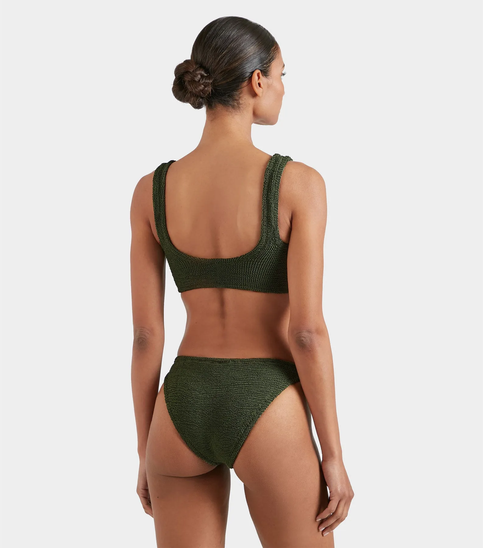 Julia Bikini With Tonal Hoops - Metallic Khaki sold by Hunza G product image thumbnail 3
