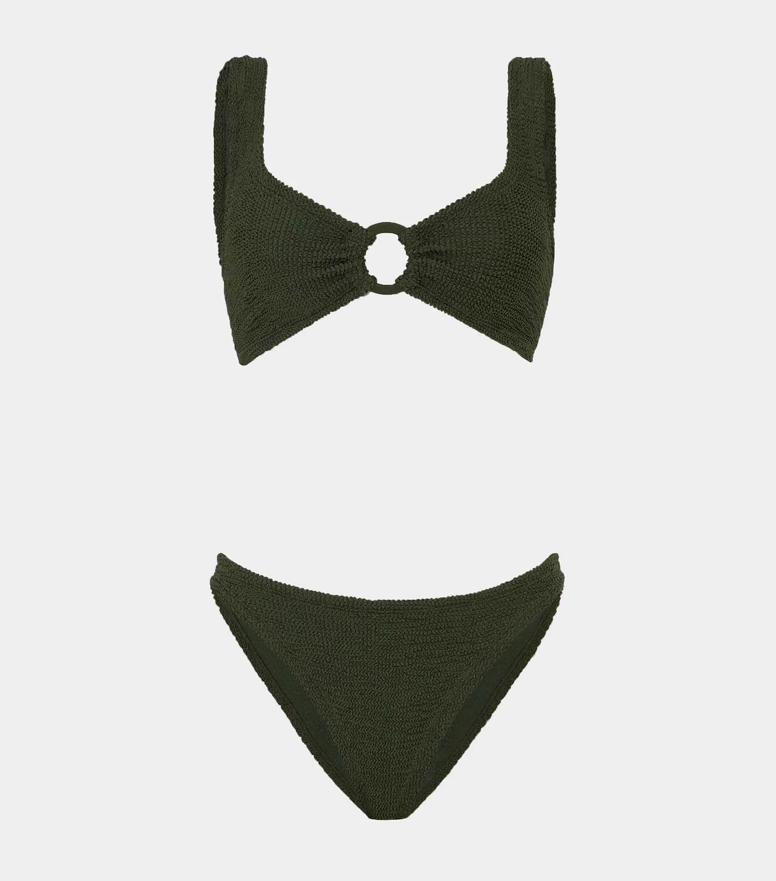 Julia Bikini With Tonal Hoops - Metallic Khaki sold by Hunza G
