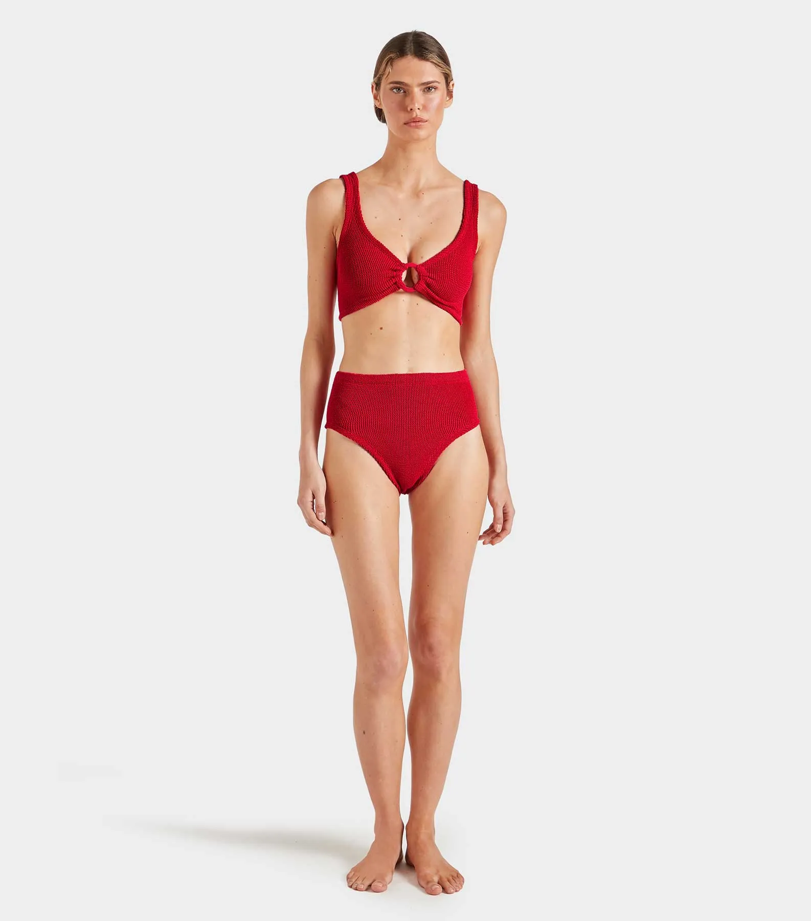 Nadine Bikini With Tonal Hoops - Red sold by Hunza G product image thumbnail 4
