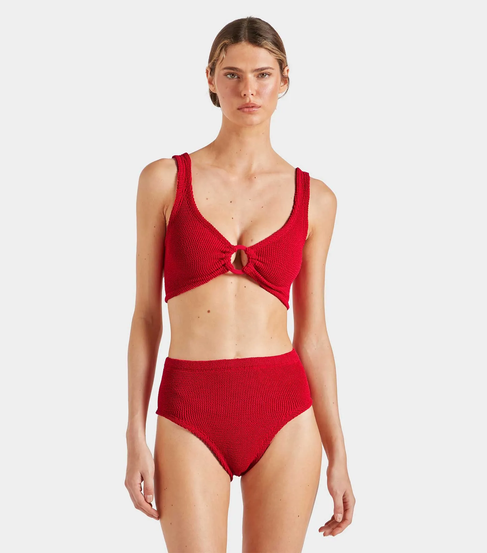 Nadine Bikini With Tonal Hoops - Red sold by Hunza G product image thumbnail 2