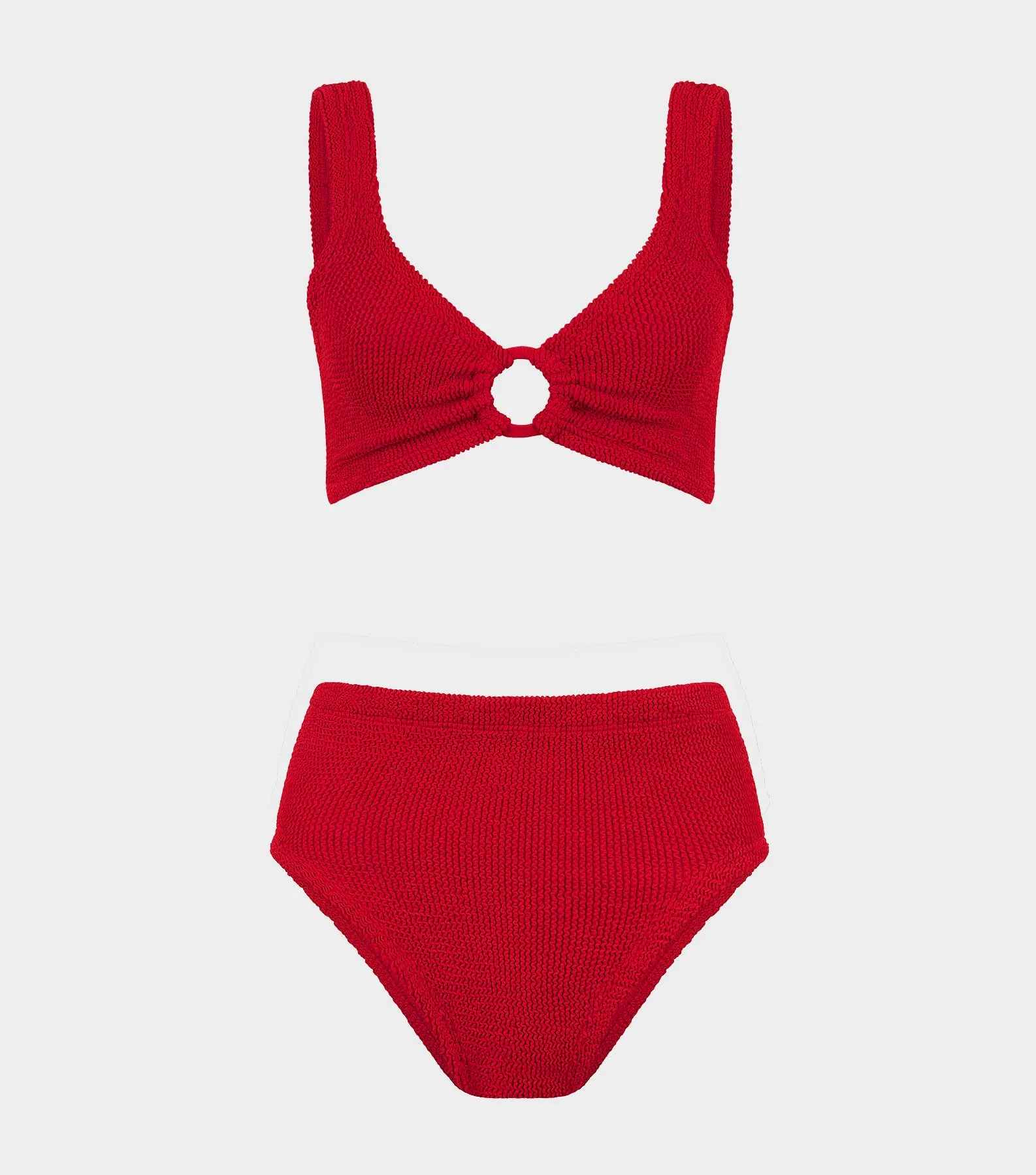 Nadine Bikini With Tonal Hoops - Red sold by Hunza G
