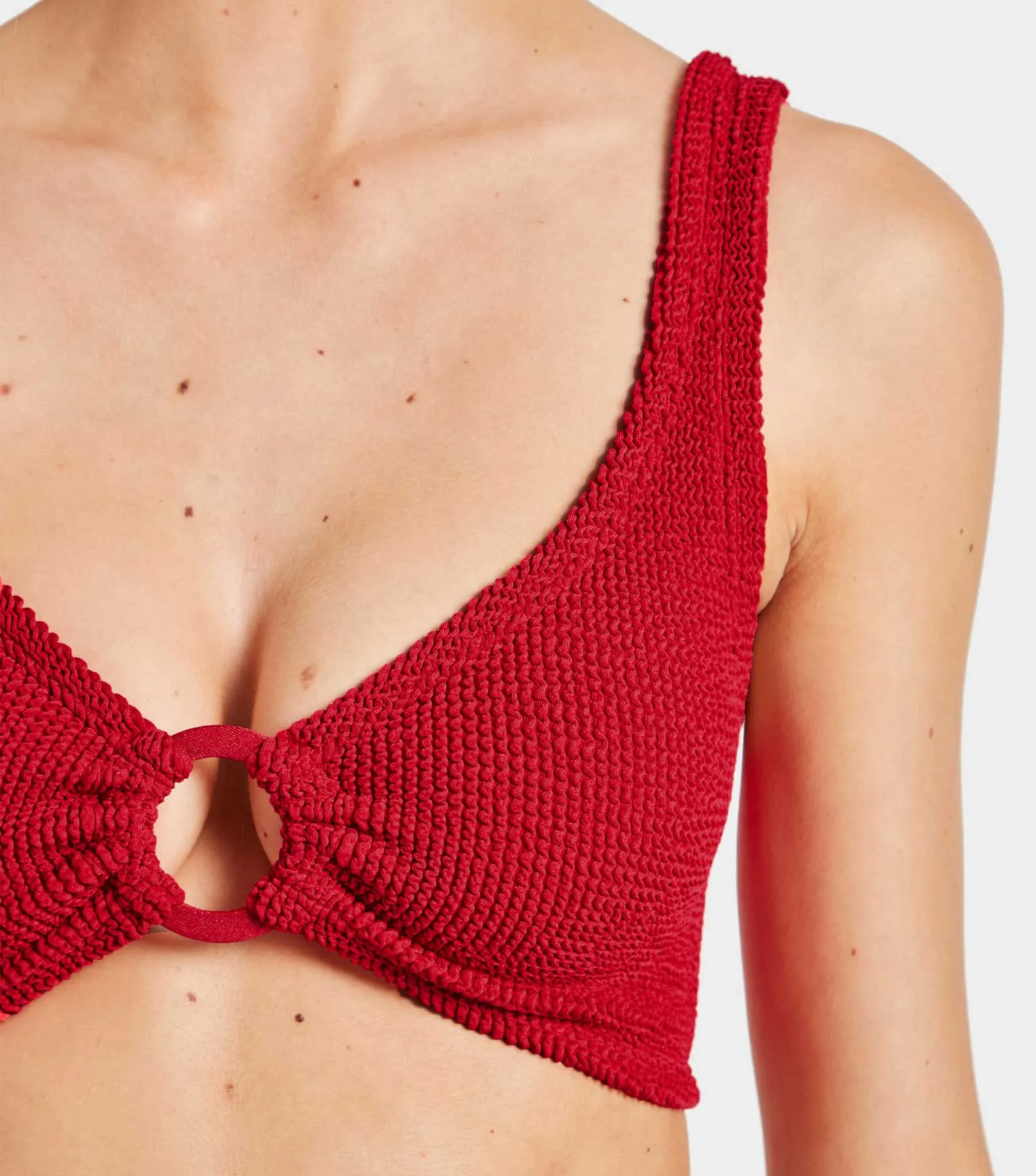 Nadine Bikini With Tonal Hoops - Red sold by Hunza G product image thumbnail 3