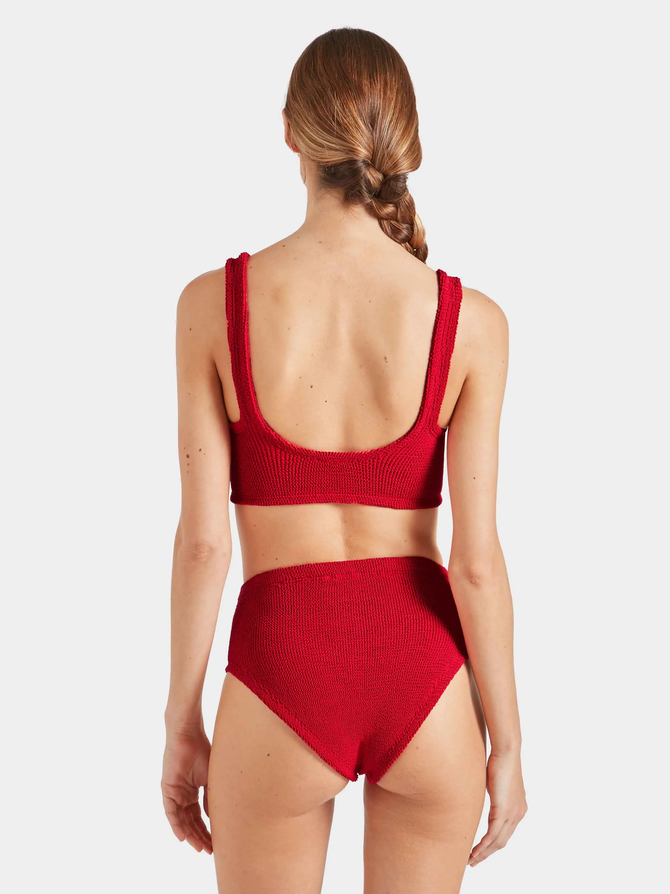 Nadine Bikini With Tonal Hoops - Red sold by Hunza G product image thumbnail 5