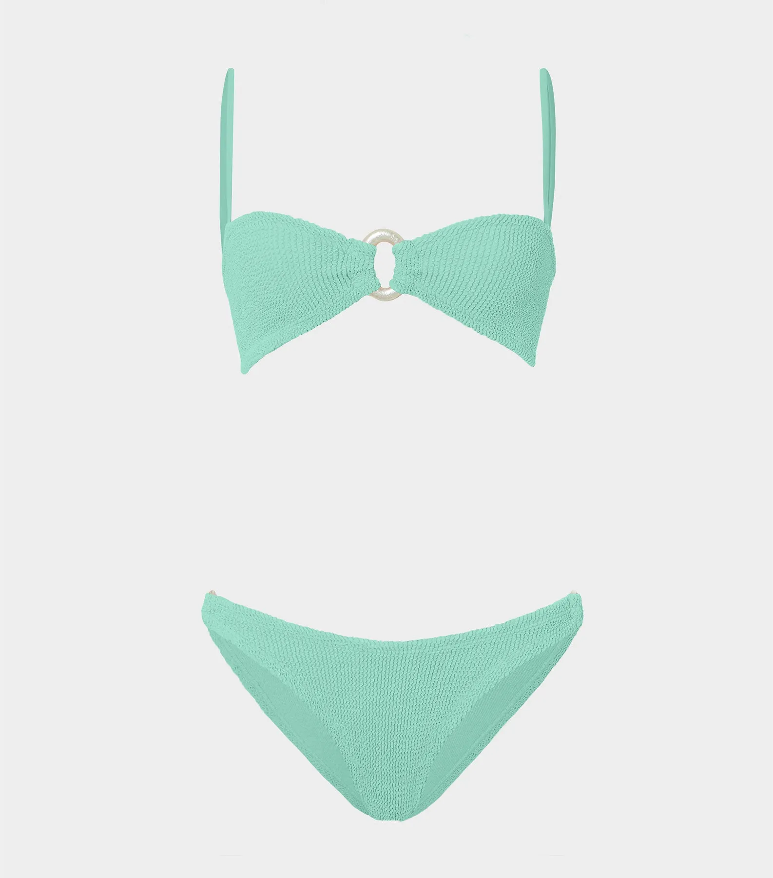 Misty Bikini With Pearly Hoop - Metallic Mint sold by Hunza G