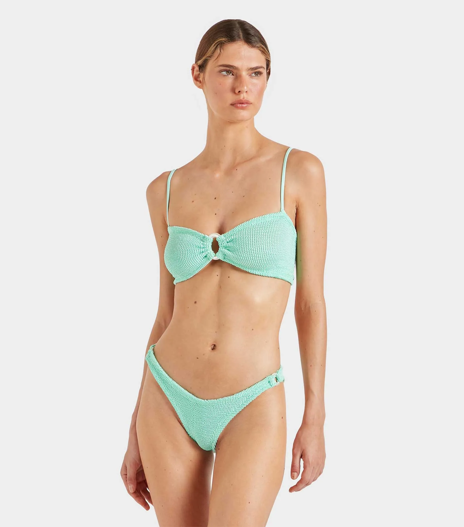 Misty Bikini With Pearly Hoop - Metallic Mint sold by Hunza G product image thumbnail 2