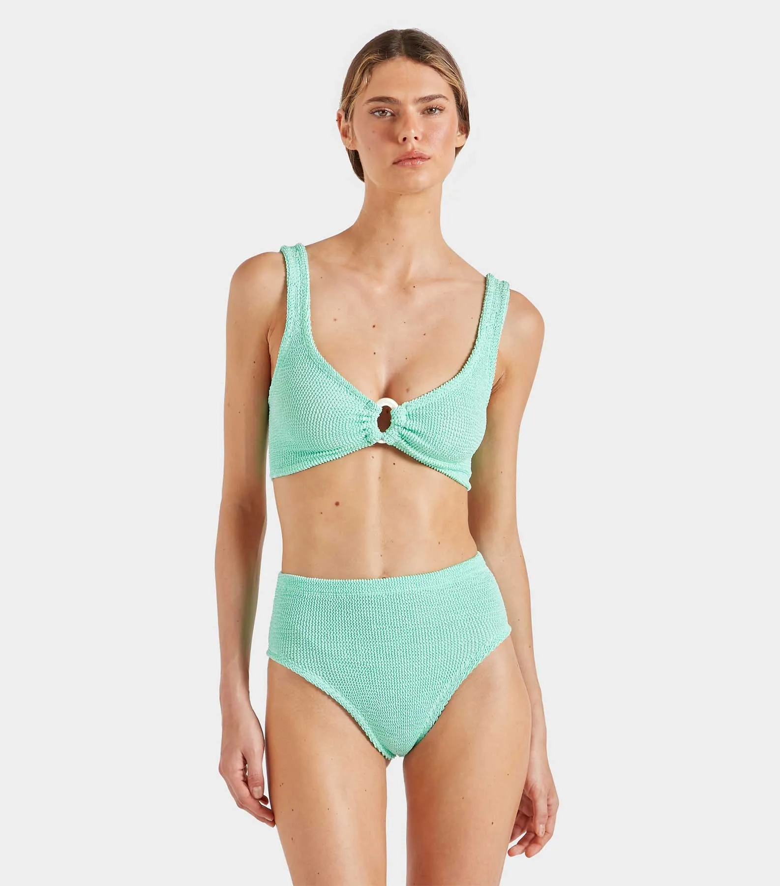Nadine Bikini With Pearly Hoop - Metallic Mint sold by Hunza G product image thumbnail 2