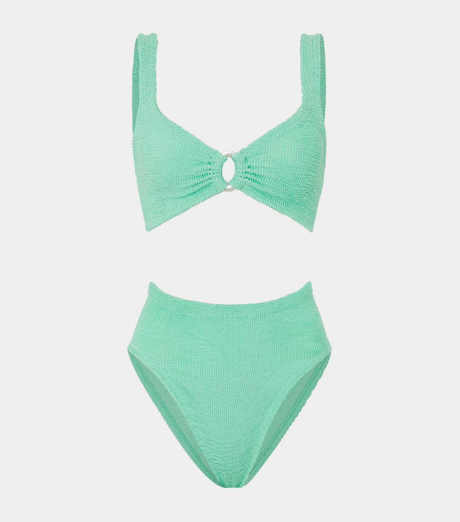 Nadine Bikini With Pearly Hoop - Metallic Mint sold by Hunza G
