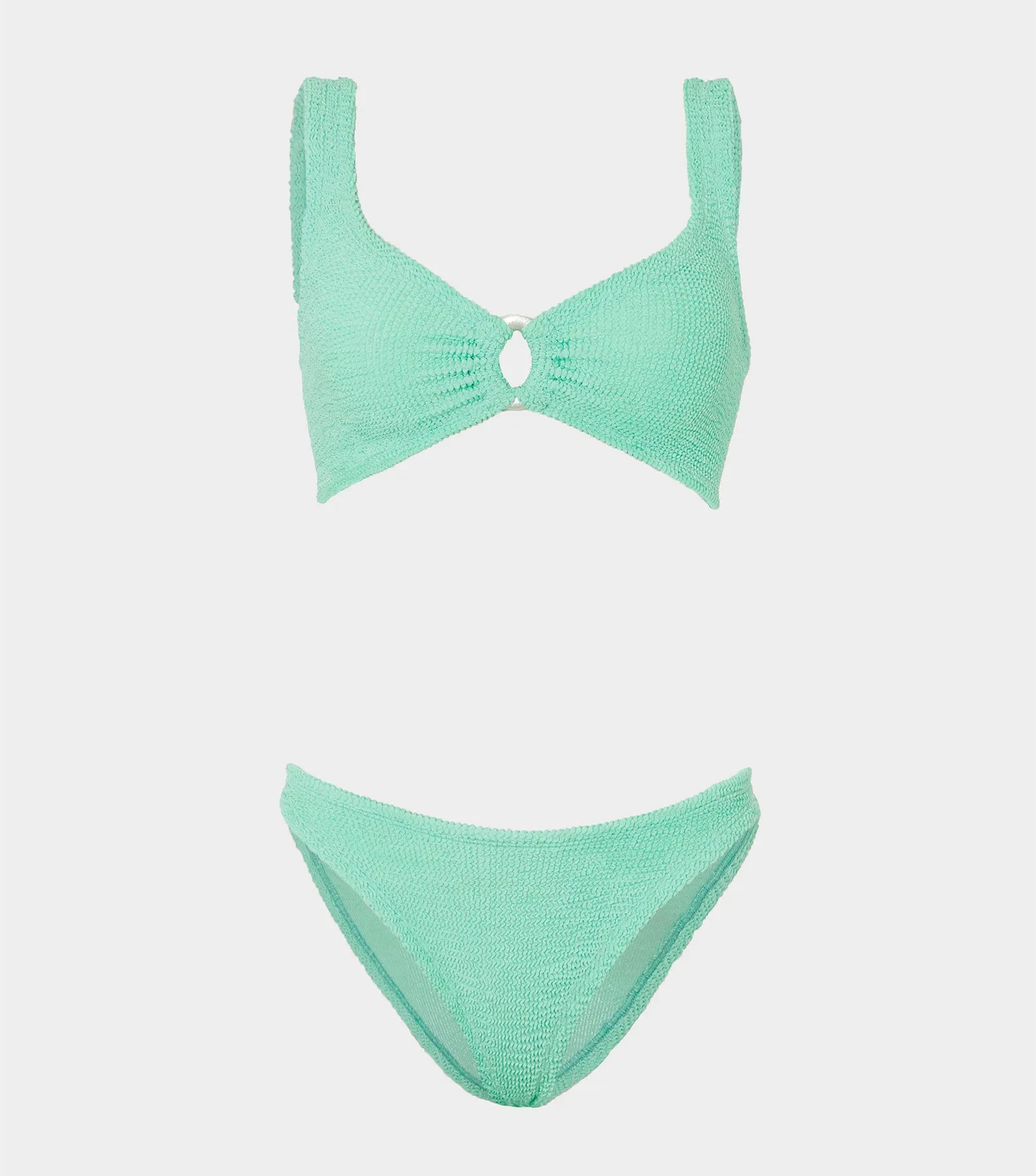 Julia Bikini With Pearly Hoop - Metallic Mint sold by Hunza G