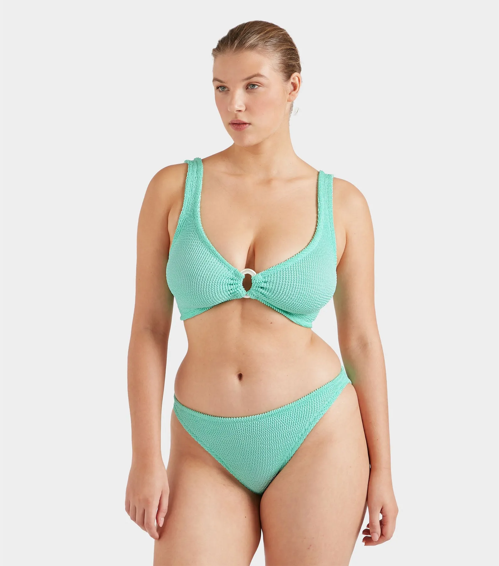 Julia Bikini With Pearly Hoop - Metallic Mint sold by Hunza G product image thumbnail 2