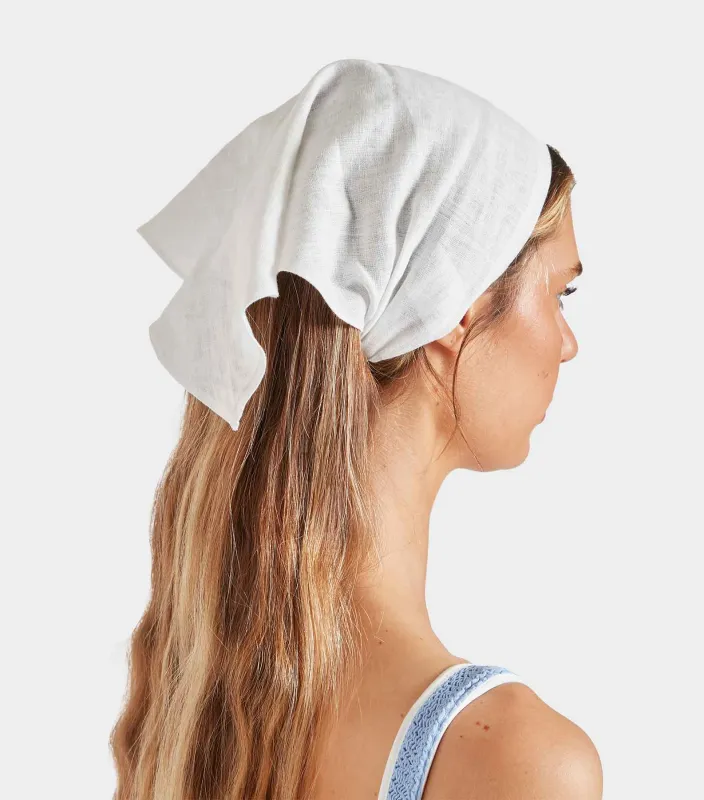 Sofia Linen Headscarf - White made by Hunza G