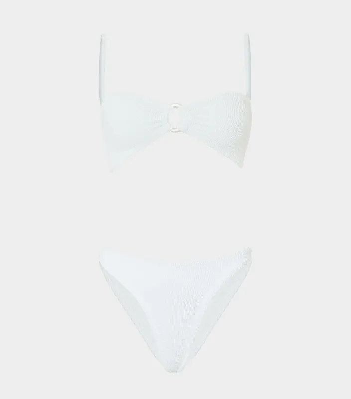 Misty Bikini With Pearly Hoop - White sold by Hunza G