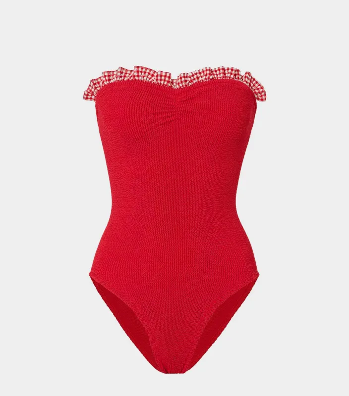 Dolly Swim - Red Gingham sold by Hunza G