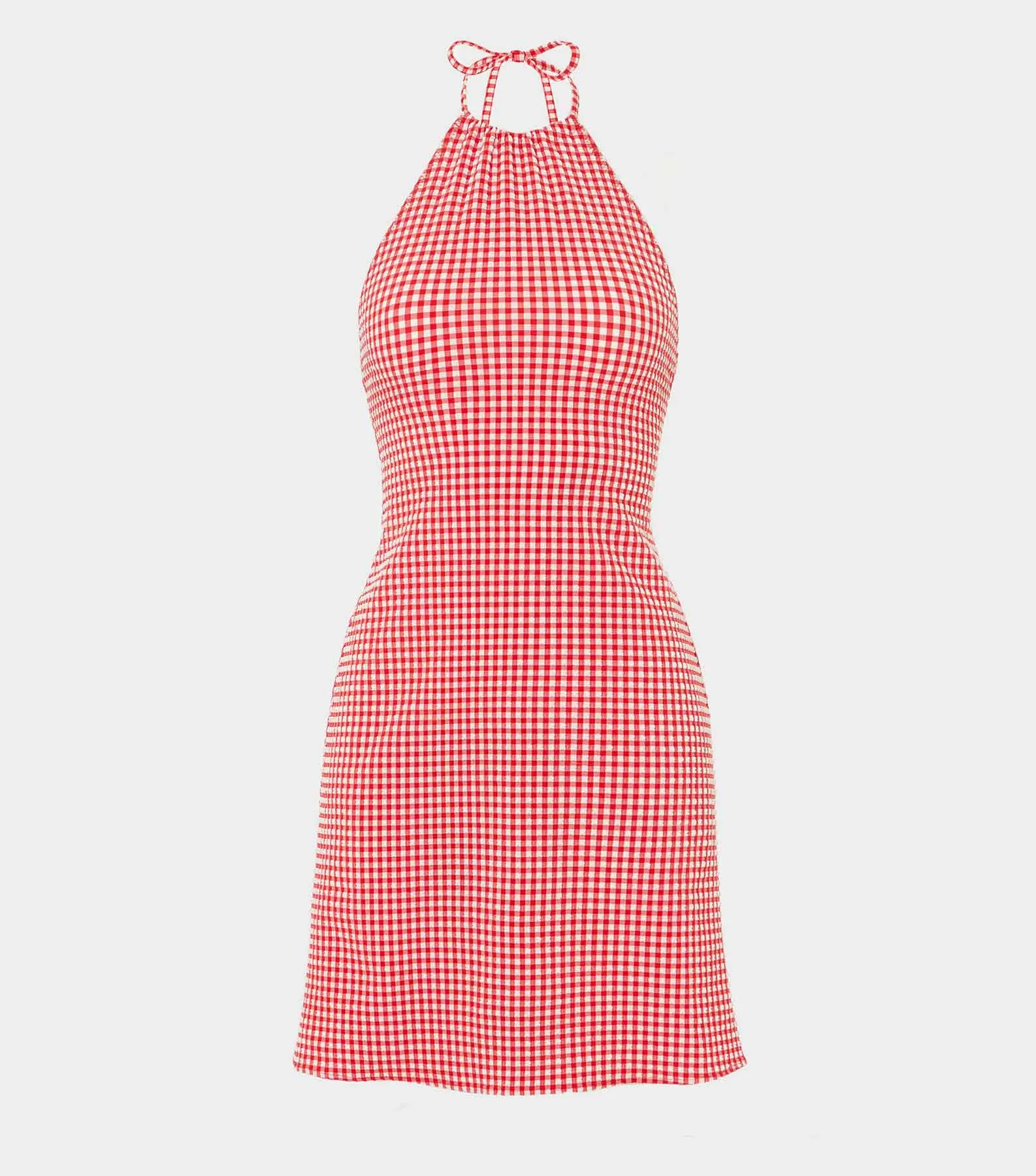 Gingham Seersucker Mini Dress - Red Gingham sold by Hunza G