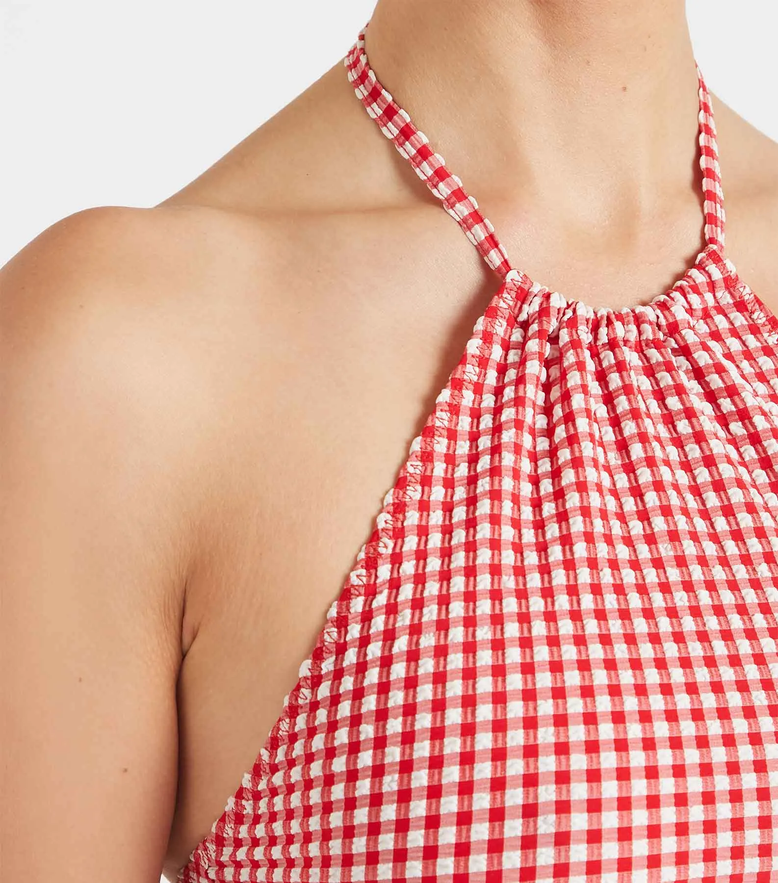 Gingham Seersucker Mini Dress - Red Gingham sold by Hunza G product image thumbnail 3